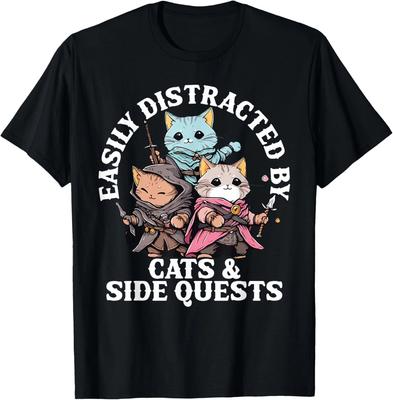 Cats Side Quest Distracted Tabletop Funny Men Women Dad Gift Unisex T-Shirt