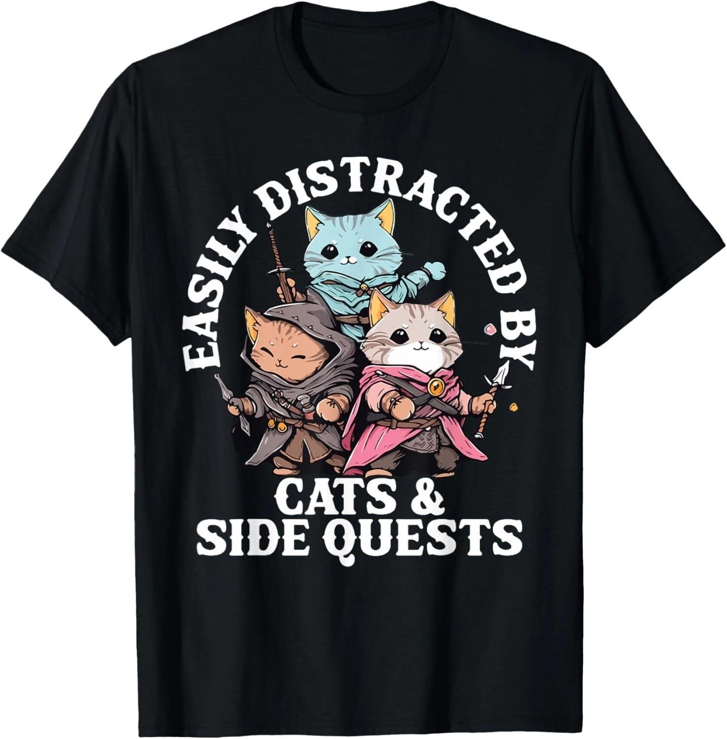 

Cats Side Quest Distracted Tabletop Funny Men Women Dad Gift Unisex T-Shirt 4XL