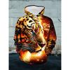 Dominating Realistic Style Tiger Head 3D Printed Hoodie Two-Piece Set