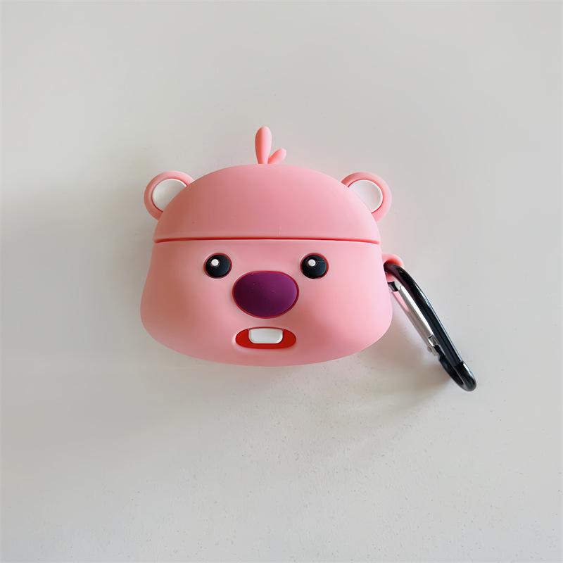

Розовый 3D чехол для наушников Little Beaver для Airpods1 2 3 Мягкий силиконовый защитный чехол для Airpod Pro 2nd Wireless Box с брелком For Airpods 3 розовый