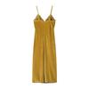 2025 Spring Women's Lace Patchwork Velvet Slip Dress