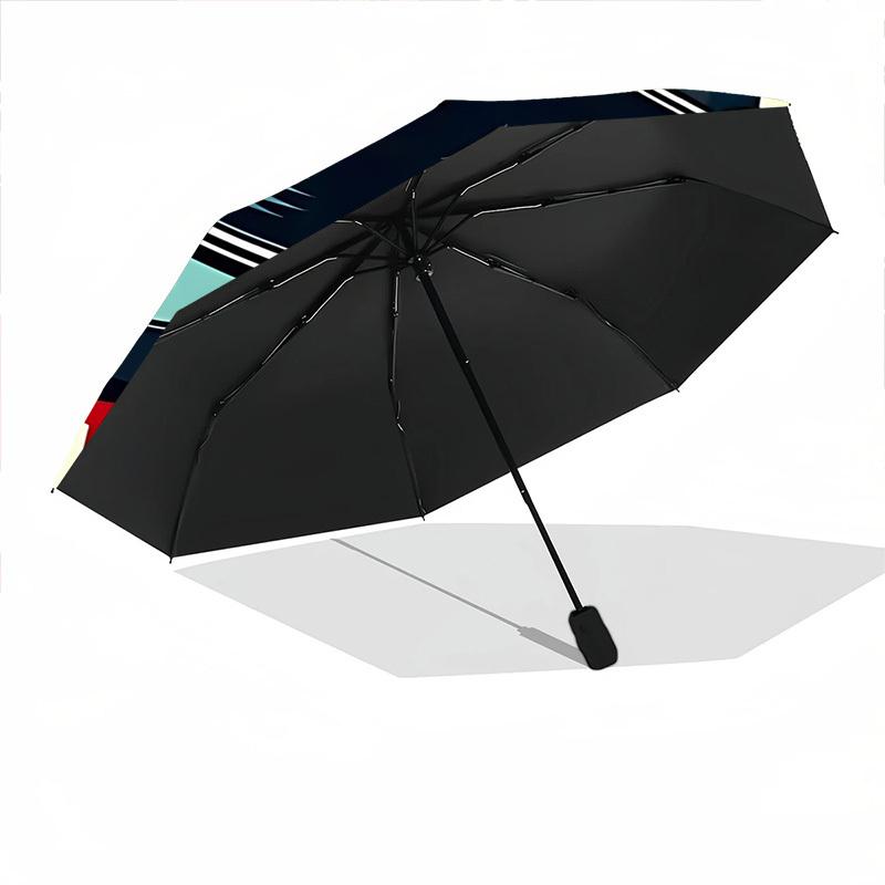 1pc Turn On Vinyl Music Automatic Open/Close, 8-Rib Durable Frame, Compact Folding, Elegant Man/Women's Travel015
