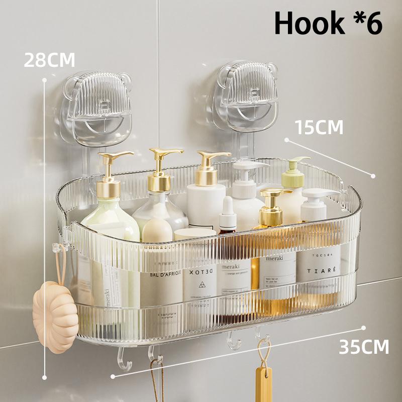 1PC Suction Cup Washbasin Storage Rack Self-Adhesive Bathroom Organizer No Drilling Required Punch-Free Installation
