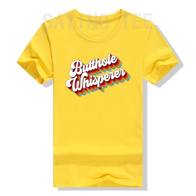 Butthole Whisperer Sarcastic Jokes Retro T-Shirt Letters Print Sayings Graphic Tee Tops Halloween Christmas Holiday Costume Gift