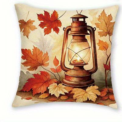 Home Decor Autumn-Themed Fox, Pumpkins, Lantern & Mushrooms Pillow Covers Pattern Cushion Cover Suitable For Sofa Bedroom Car