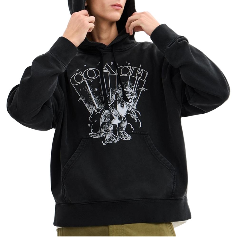 COACH Sweatshirts Men's Black Hooded Moderate Regular CBV70-A0R