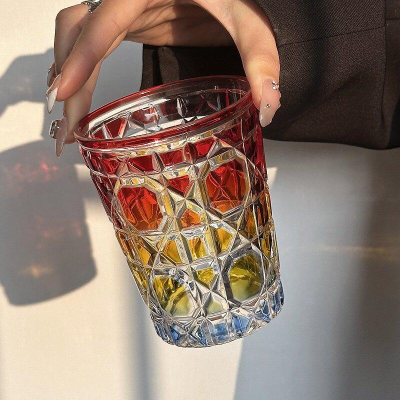 Handcarved Glass Crystal Cup Style Creative Engraved Chessboard Whiskey Glass Wine Glass 310ml Crystal