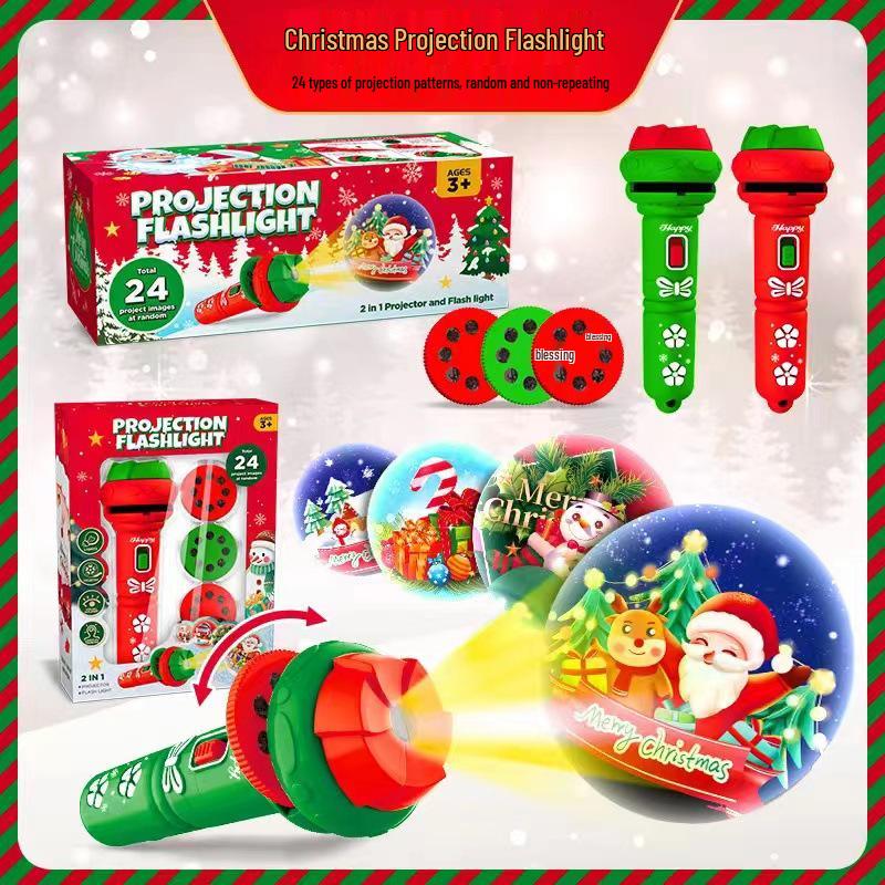 Children's Cartoon Projection Flashlight with Sound & Light - Electric Luminous Crystal Projector Toy for Kindergarten Kids.