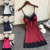 Sexy Women  Silk Robe Dress Nightdress Soft Lace Casual Nightgown Straps Sleepwear Nightdres