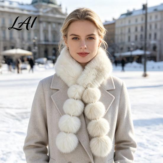 Winter Warm Scarf for Women Faux Fur Scarf Neck Warmer with Magnetic Buckle Elegant Gift Draping Design Plush Long Soft Collar Cold Weather