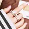 Bague Bague Bande Perles Rondes Personnalité Petit Zircon Cristal Transparent Acier Inoxydable Imperméable Anneaux Dorés Simple Granulaire Bijoux Fins