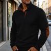 Men Stand Collar Elbow Patch Jacquard Casual Knit Sweater