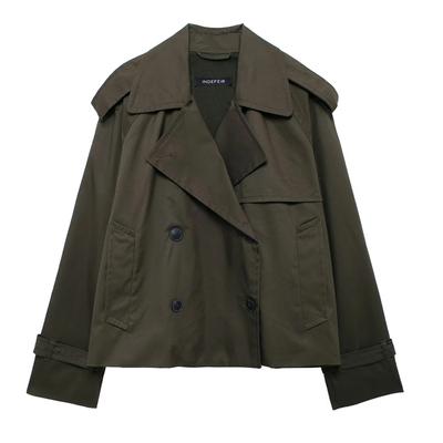 Women's Jackets Autumn Cropped Trench Coat For Women Double Breasted Outerwear Long Sleeve Demi-Season Windbreaker Woman