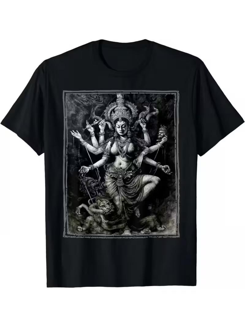 Unisexs TShirt Kali Indian Hindu Goddess Durga Vintage Cotton Tee Unisex Streetwear Harajuku Casual Loose Gothic Top Horror Punk 2XL