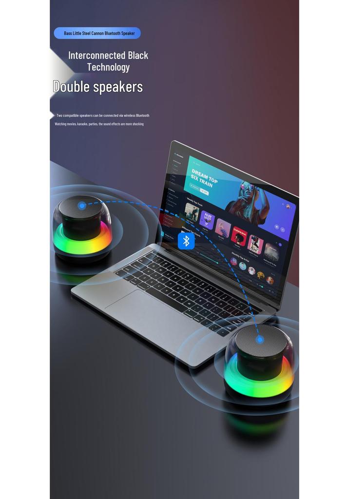 RGB Bluetooth Speaker: Portable Wireless Outdoor Cycling Mini Speaker with Heavy Bass