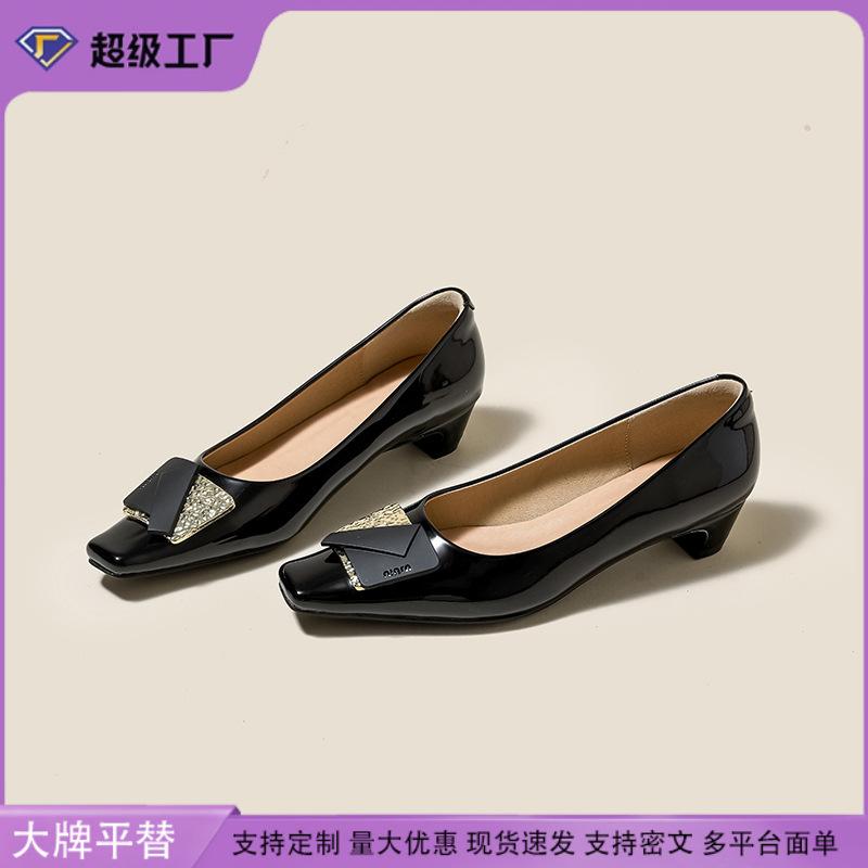 Yuanlitong 2025 High Heels Are Not Tired of Feet, Single Shoes for Women, High-end Fashion, Square Head Is Not Stuffy Feet, Genuine Leather Women