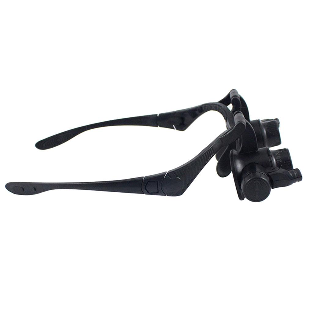 Vergrößerungslinsen Doppelte Brille LED Reparatur Brillen Typ Kopfbedeckung Lupe mit 2 LEDs 6 austauschbare Linsen