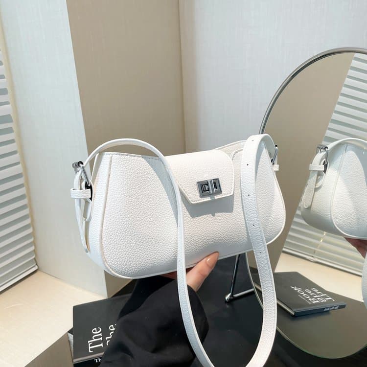 Lychee pattern lock armpit bag women's shoulder messenger bag