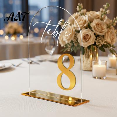 Junggesellinnenabschied Tischschilder Bogen Hochzeitsnummern, 1-10 Tischkarten mit Ständern, Tischdekoration Klar Acryl für Empfänge, Partys, Jubiläen,