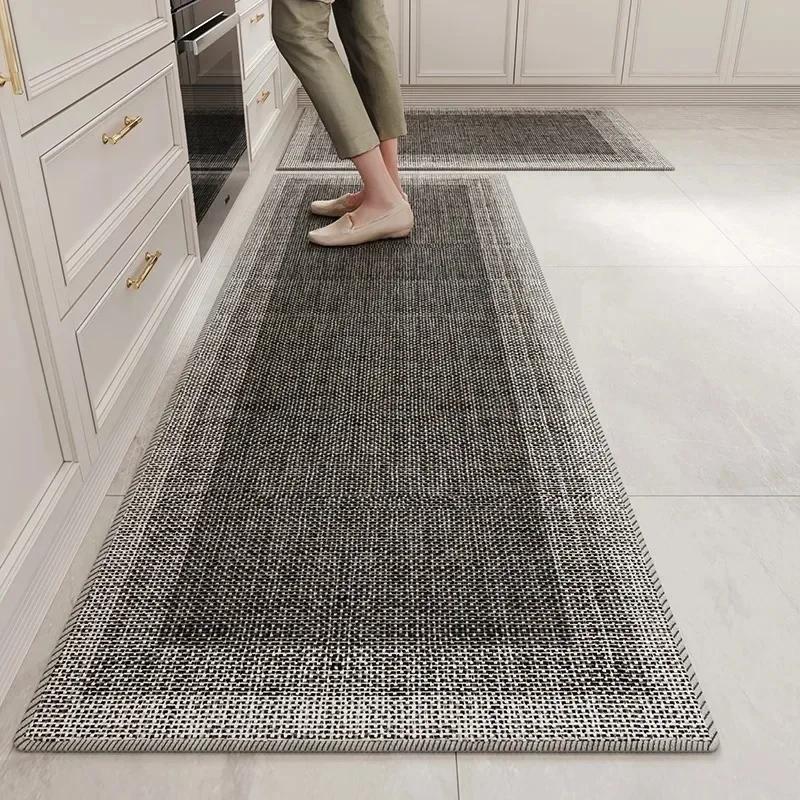 Kitchen Rug Long Strip Solid Color Style Loop Velvet Floor Mat Wear-resistant Non-slip Foot Mats Home Decoration Carpet