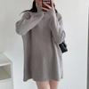 Semi-turtleneck Versatile Knitted Sweater Base Pullover Autumn and Winter New Loose Pit Strip Top Women's Sweater Tide