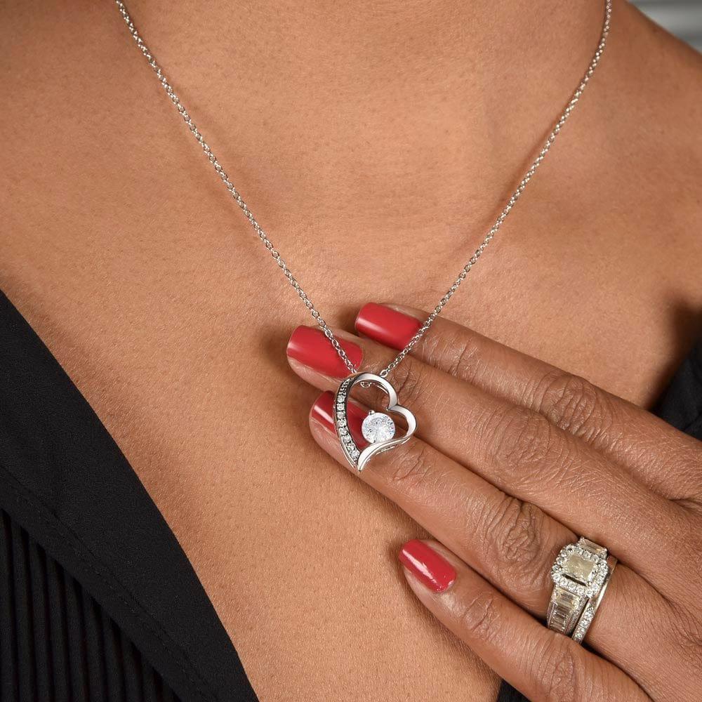 Eternal Heart Zirconia Long Necklace: High-Luxury Stainless Steel Clavicle Chain with Love Heart Pendant