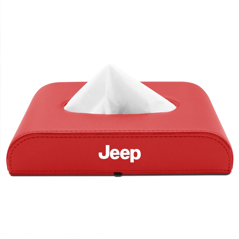 Car Badge Tissue Box Holder Leather Auto Interior Armrest Napkin Case Accessorie For Jeep Wrangler Compass Grand Cherokee JPB JK AKL1