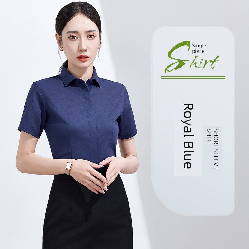 

Matcha Green Shirt for Women 2025 New Arrival Summer Business Workplace Formal Shirt Interview Work Clothing Business Short Sleeve Parka Women s Short-sleeved Shirt with Dark Buckle M