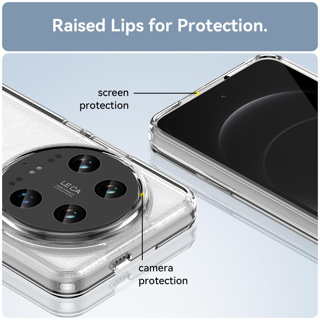 WANLONFENG MF Series for Xiaomi 14 Ultra Case TPU+Acrylic Clear Phone Cover with Tempered Glass Film