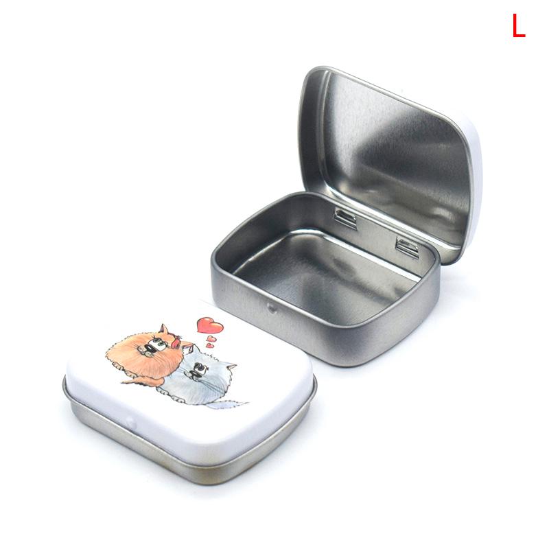 Portable Mini Metal Hinged Tin Box With Lid Rectangular Small Storage Container Candy Pill Case Pill Organizer Capsule Box