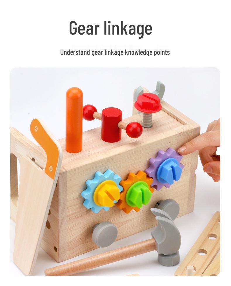 Kids' Wooden Toolbox Pretend Playset for Early Education