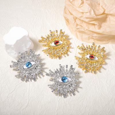 Exaggerated Personality Three-dimensional Retro Heavy Industry Alloy Diamond-encrusted Devil's Eye Stud Earrings Unique Niche Versatile Models