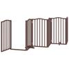 9 Panel Dog Gate with Door Foldable Brown 450 cm Poplar Wood
