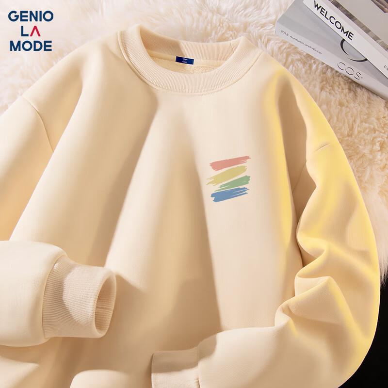 GENIOLAMODE Men's Fleece-Lined Round Neck Sweatshirt