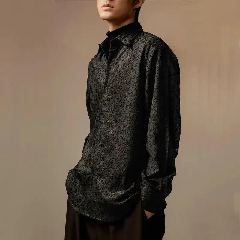 Лацкан Ретро Нишевый Дизайн Полая Драпировка Рубашка Короткий рукав Этнический Японский Повседневный Мужской Пиджак Длинный рукав L
