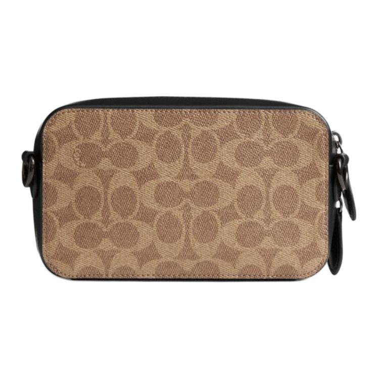 Coach 19 Classic Logo Pattern Faux Leather And Cowhide Crossbody Bag Small Women Bags Brown Yellow CZ008-XJ3