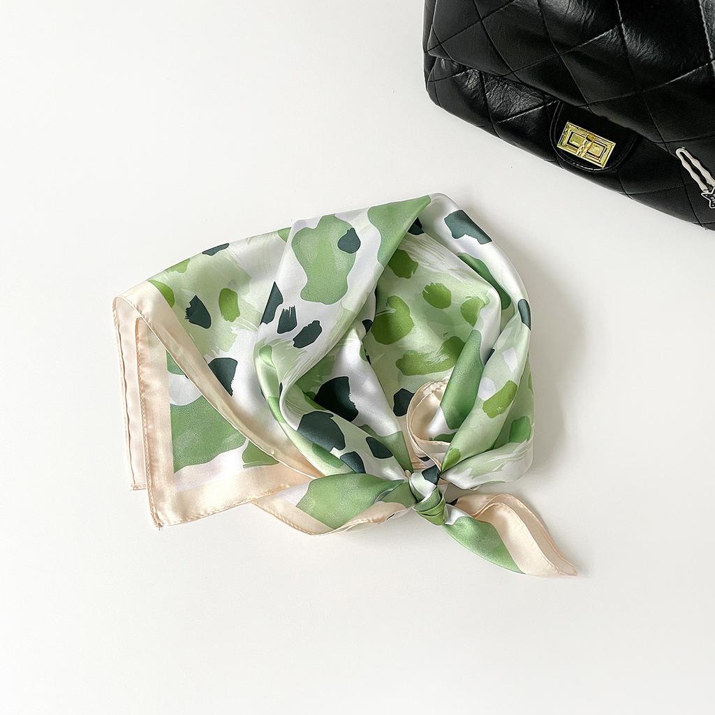 Thin Sweet Beautiful Woman New Satin Square Scarf Hair Accessories Printed Headband European and American Leopard Print Headscarf 71 Imitation Silk
