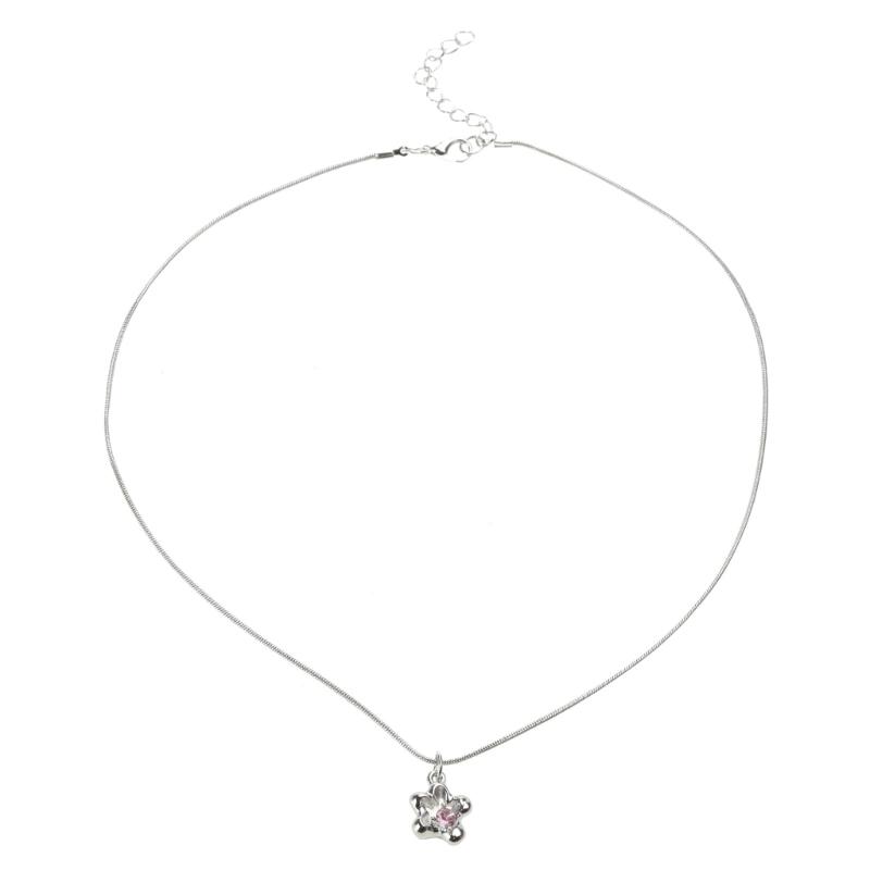 

Fashion Pink Zircon Flower Pendant Necklace Crystal Hollow Flower Charm Clavicle Chain Fashion Jewelry Gift Women Girl 1