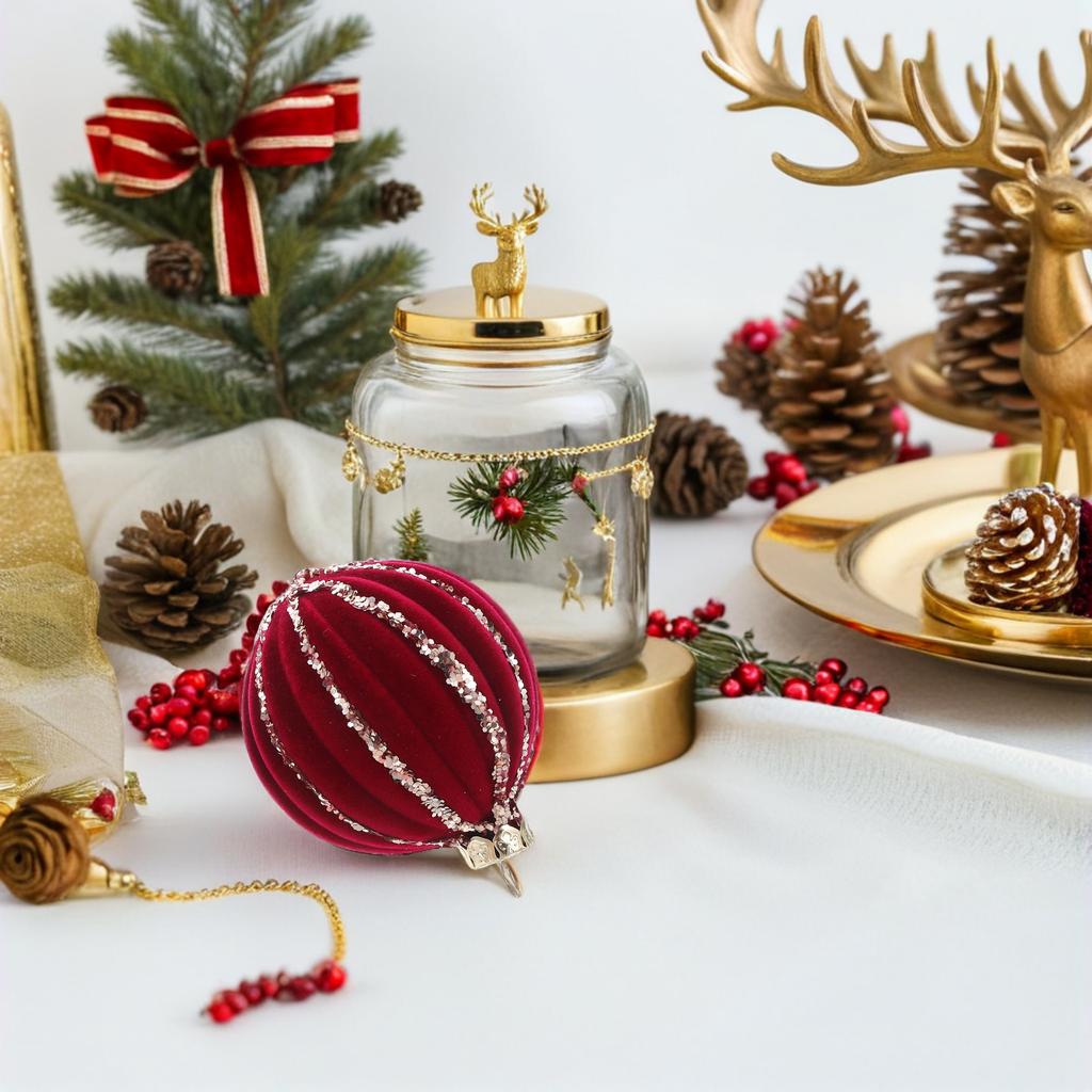 16 Stück Weihnachtsdekorationskugel zum Aufhängen Rot 6 cm Beflockt Bruchsichere Ornamente für Feiertags-Heimbaumdeko Weihnachtsfeier