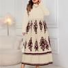 High Waist Dress Autumn New Black Printed Long Dress Plus Size Loose Long Sleeve Dress