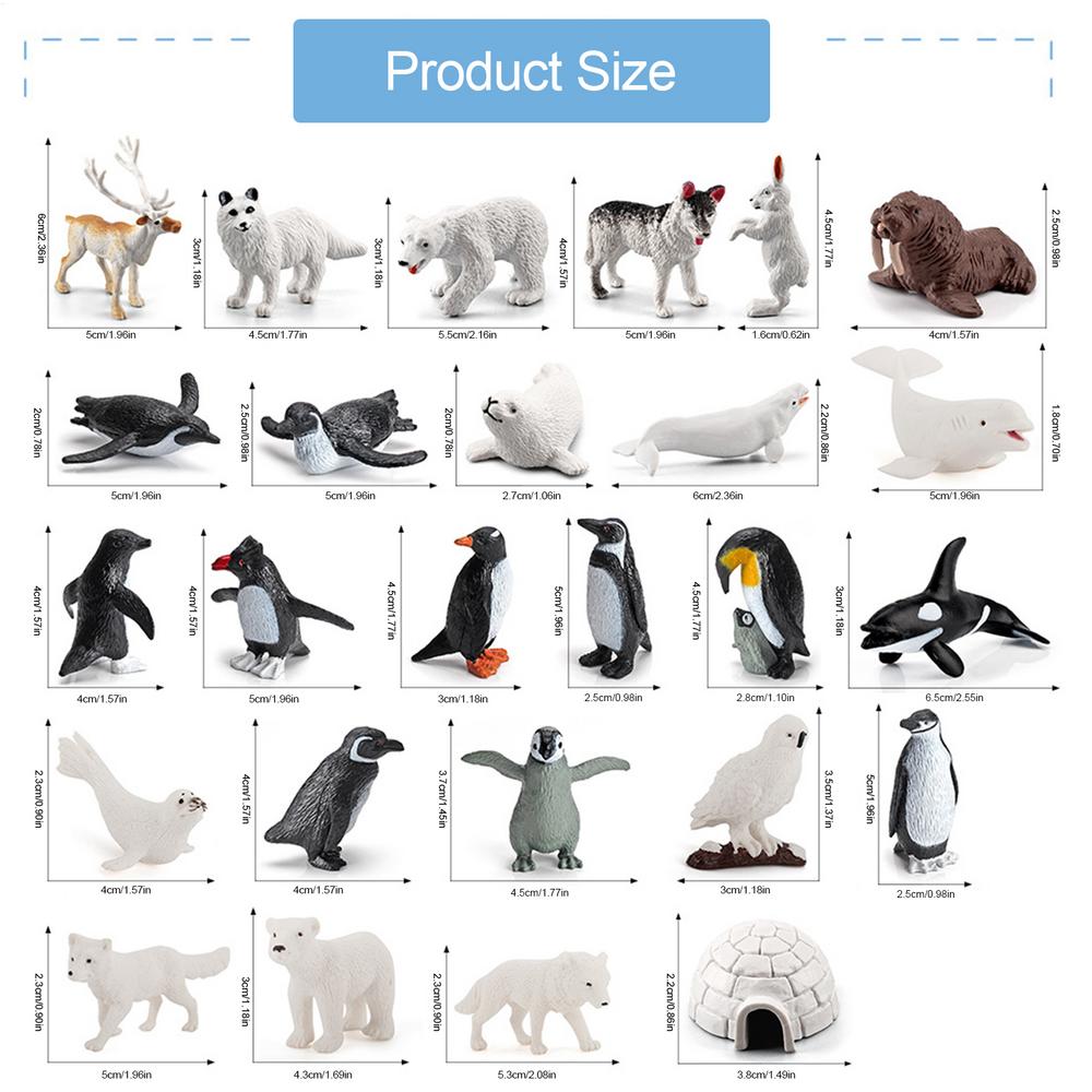 Realistische Pooldieren, Pinguïn Groeicyclus Model Beeldjes Speelgoed Arctische Pinguïns Dier met Iglo Beeldjes Speelset voor Kinderen gray