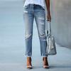 Women's Skinny Ripped Jeans Mid Rise Distressed Destroyed Denim Pants with Pockets Stretchy Slim Fit Jean Trousers