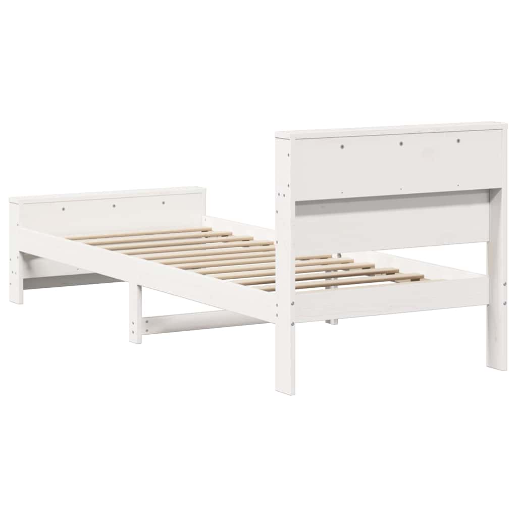 White Bed Frame with Headboard 75 x 190 cm Engineered Wood