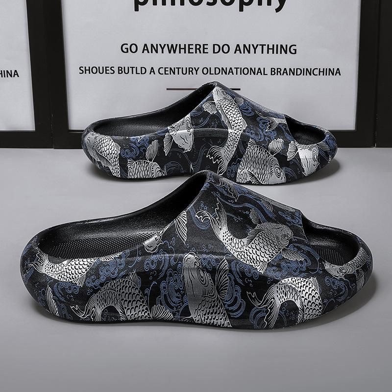 

Пляжная обувь Guochao, ощущение наступления на дерьмо, пара из ЭВА, кокос, односложные тапочки, повседневная мода, спорт на открытом воздухе, крутые тапочки 35/36 чёрный