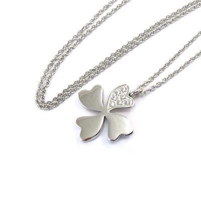 [K2420] - White 'Clover' Steel Necklace
