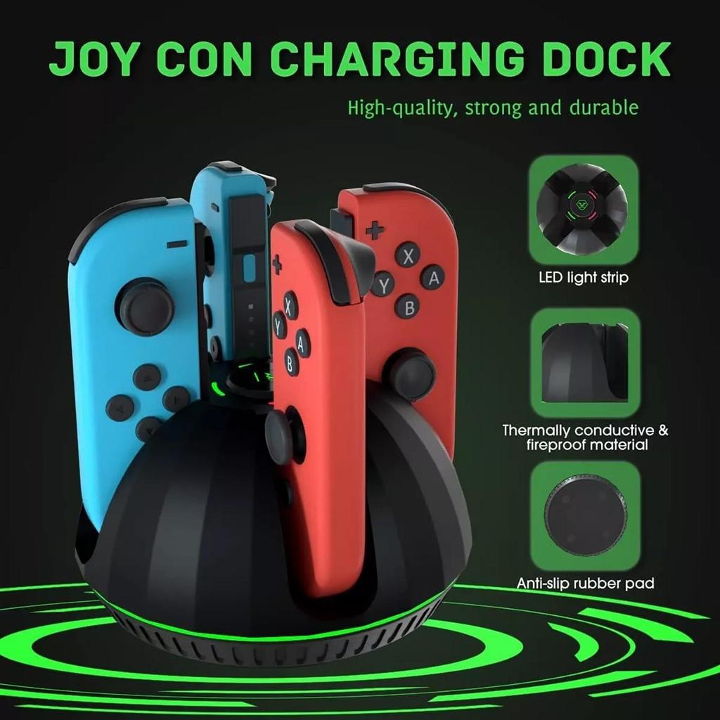 4 In 1 Controller Charger Charging Dock for Nintendo Switch / Switch OLED Joycon, with LED Indication and Charger Cable