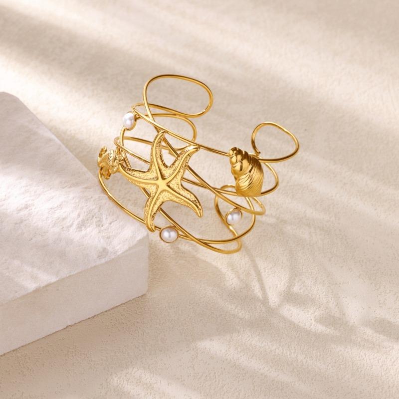 Fashion Ocean Beach Bracelet Female Starfish Shell Pearl Stainless Steel Bracelet Niche Design New Product