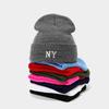 New NY Embroidered Ski Hat - Autumn & Winter Slouchy Knit Hat, Letter Woolen Hat, Unisex Beanie with Pom-Pom