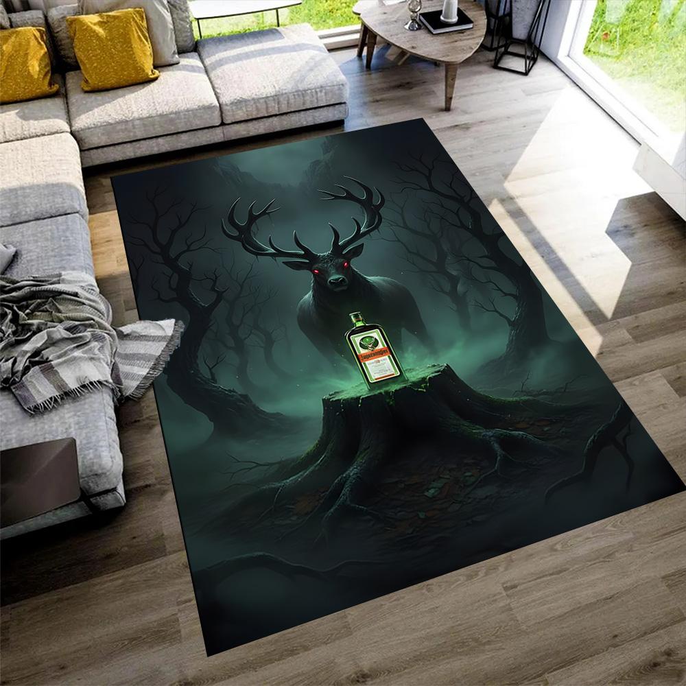 Electric Jägermeister Bottle Floor Mat Perfect for Dining Room Kitchen Balcony Foyer Antislip Carpet Anime Office Decor Gift for Festivals