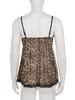European Leopard Print Lace-Up Camisole with Bow Tie, Lace Trim, and V-Neck Slim Fit.